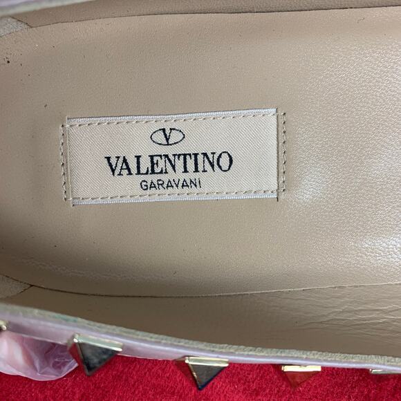 VALENTINO Size 10 Blue Nude Leather Contrast trim Flats - Picture 8 of 9